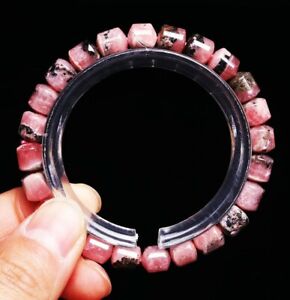 6.8mm Natural Rose Ice Rhodochrosite Gemstone Beads Love Bracelet AAAA