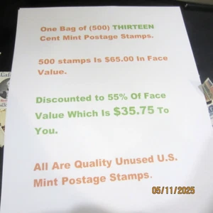 (500) THIRTEEN Cent Mint Postage Stamps* Buy At 55% Of Face Value *STK A - Picture 1 of 2