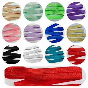 5 yards 5/8" Fold Over Elastic Trim - Masks, Sewing, Crafts - 35 COLORS - Picture 1 of 33