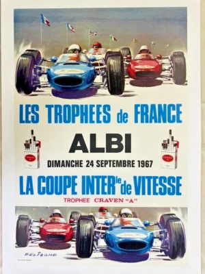 AFFICHE SPORT AUTO COUPE VITESSE INTERNATIONALE CIRCUIT ALBI 1967 BELIGOND - Photo 1/4