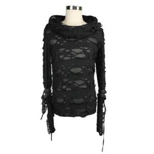 Devil Fashion Punk Herren zerrissen Finger bedeckt Herbst Kapuze schwarz Top - 2XL-3XL - Bild 1 von 4