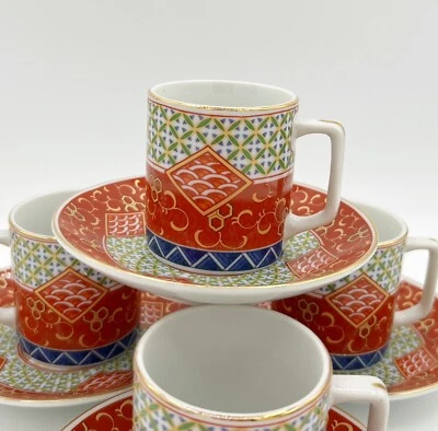 Williams Sonoma Juego de 4 tazas y platillos de café espresso japonés Imari Grande Cuisine Foto 1 de 4