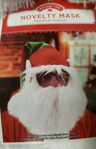 Máscara de Papá Noel Elfo de Peluche con Orejas y Barba Sombrero Verde Adulto Juegos con disfraces Navidad - Imagen 1 de 3