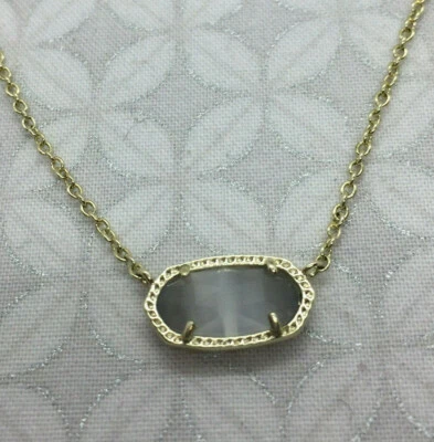 Collar Vintage Kendra Scott Elisa Gris Pizarra Ojo de Gato Cristal Tono Dorado (C) Foto 1 de 4