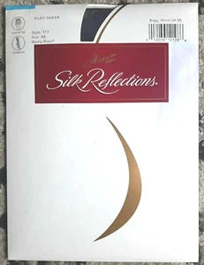 Hanes Pantyhose Silk Reflections Sheer Toe Control Top Barely Black AB style 717 - Picture 1 of 4