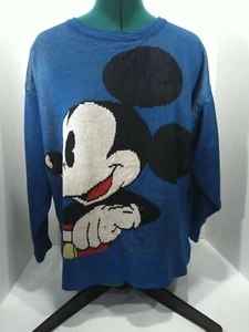 VTG Sunday comics Mickey Mouse Women's  Blue Sweater... - Picture 1 of 8