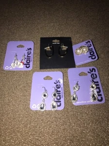LOT OF CLAIRE'S SILVER STUD POST EARRINGS 5 PAIRS SILVER NEW (CT) - Picture 1 of 5