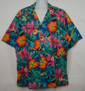 Hilo Hattie Hawaiian Shirt Mens 3XL Cotton Floral Short Sleeve Button Up Cotton - Picture 1 of 9