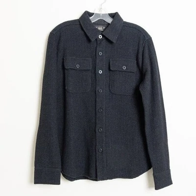 Ralph Lauren Doble RL Camisa Chaqueta Para Hombres Pequeña Utilidad Abotonada Sarga Gris Foto 1 de 4