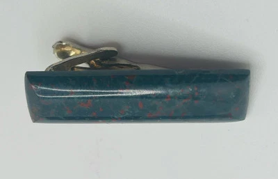 "Clip de barra de corbata vintage acrílico tono plata sangre único 1,25"" con número de patente" Foto 1 de 4