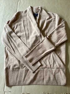 Suéter envolvente para mujer Tahari Pure Luxe 2 capas cachemir drapeado cuello talla L marrón camel - Imagen 1 de 11