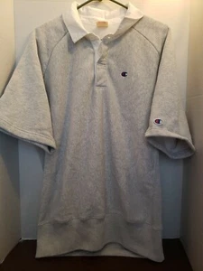 Champion Original Heather Gray Reverse Weave Warm Up Vintage Polo Men's XL EUC - Picture 1 of 3
