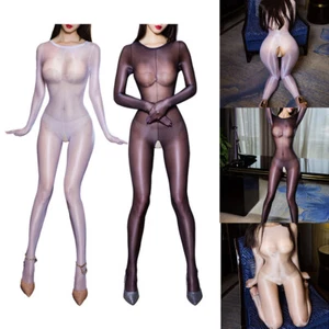 Sexy Mujeres Body Completo Mujer Sin entrepierna Gatto Aceite Mujeres Mono Brillante - Imagen 1 de 38