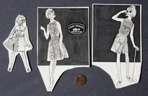 1960s Era Port Arthur Michigan Town & Country Casuals Original 4 piece artwork - - Picture 1 of 1