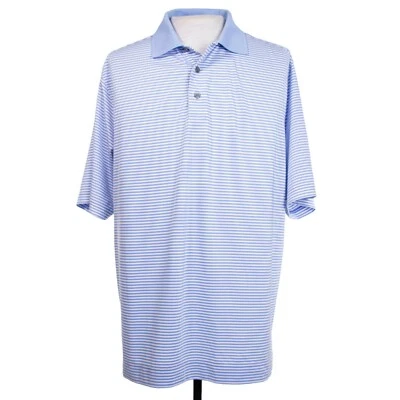 Camisa polo de golf FootJoy Prodry para hombre L azul claro blanco a rayas poliéster Foto 1 de 4