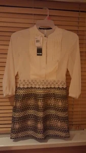 Damen Kensie Kleid mit Bündchenärmeln, Stil KSNK7462 Größe Small *offwhite, gold, gn* - Bild 1 von 4