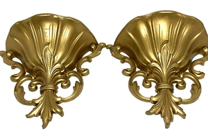 Decoración de Pared Vintage Maceta Planta Flor Soporte Color Dorado Plástico Victoriano - Imagen 1 de 5