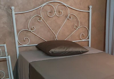 Testata letto una piazza e mezza in ferro battuto  Sogno bianco decorato oro  - Immagine 1 di 2