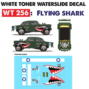 WT256 White Toner Waterslide Decals FLYING_SHARK For Custom 1:64 Hot Wheels - Picture 1 of 7