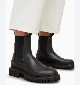 NUEVAS Botas Chelsea Allsaints Harlee Suela Lug Cuero Negro Talla 38 EE. UU. 8 Para Mujer - Imagen 1 de 7