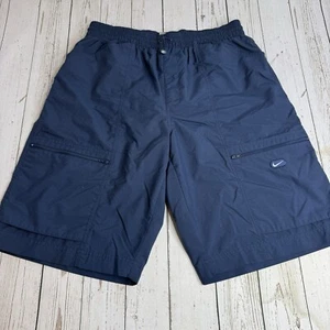 Vintage Nike Sportswear Technical Cargo Swim Shorts Mens Large Trunks Navy Blue - Picture 1 of 10
