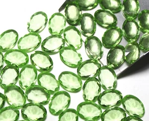 Lab-Created Oval Peridot Faceted 10 Pcs Lot Designer Jewelry Making 10x12 mm - Picture 1 of 6