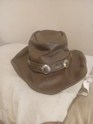 SOMBRERO DE HOMBRE WESTERN VINTAGE MARRÓN CUERO GENUINO HECHO EN ESTADOS UNIDOS TALLA GRANDE Foto 1 de 3