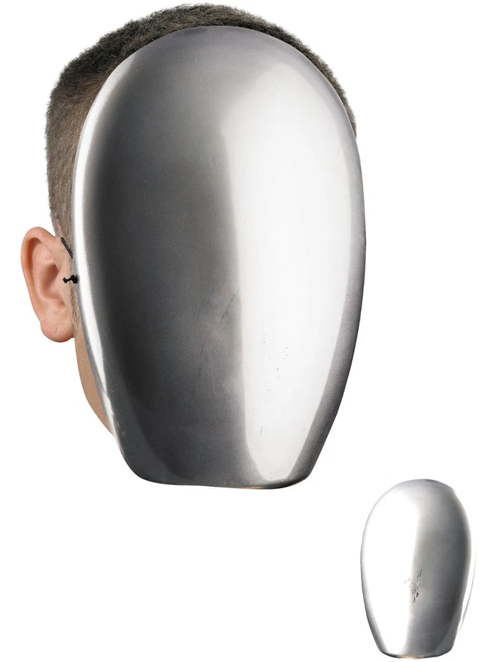Men's Male Blank No Face Silver Chrome Halloween Costume Face Mask Facemask - Image 1 of 1