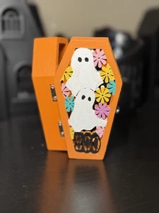 Handbemalte "Boo" Geist Sarg Schmuckschatulle - Bild 1 von 5