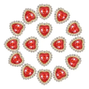16mm Heart Sew on Rhinestones 20 Pcs for Bedazzling Bright Red - Picture 1 of 7