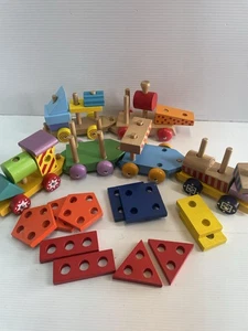 Train Set Railway Wooden Blocks Educational Children’s Toddler Toys Bundle Set. - Picture 1 of 12