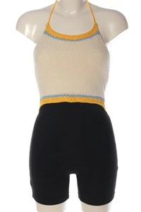 ZARA Mono Mujeres Pantalón Talla EU 36 blanco puro-negro-naranja claro - Imagen 1 de 5