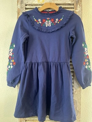 Vestido bordado manga larga B13 Mini Boden para niña - estribor azul marino 9-10 años Foto 1 de 4