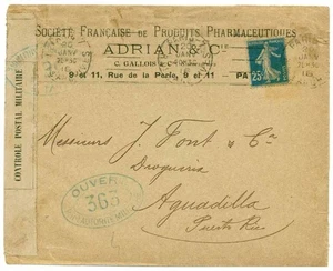 FRANCE –1916- CENSORED LETTER   PARIS-PUERTO-RICO  F-VF° - Bild 1 von 2