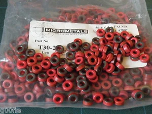 5 Pc T30-2 Micrometal Toroid Red Iron Dust 0.30" Dia Ham Radio     pw 35g  CK27  - Picture 1 of 1
