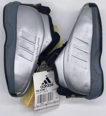 Vintage Adidas The Kobe I 2000 Prata Parte Inferior Dura 670353 Tamanho 6.5 K Novo Sem Caixa Raro DS - Imagem 1 de 4