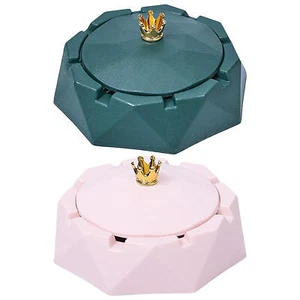 Aschenbecher mit Deckel, Zigaretten- und Zigarrenaschenbecher aus Edelstahl  - Bild 1 von 14