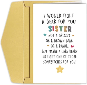 Funny Birthday Card for Sister, Humorous Sister Birthday Card, Sis Bday Greeting - Picture 1 of 7