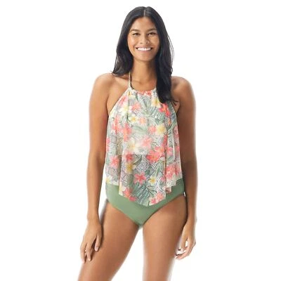 Sujetador Tankini Recortado $93 Coco Reef Aura Malla Volantes Cuello Alto Talla 34 C Foto 1 de 4