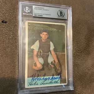 1954 bowman #220 Hobie landrith auto rc signed rookie card Beckett slabbed - Picture 1 of 5