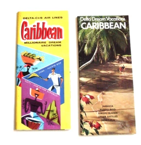 DELTA C & S AIRLINES ROUTE MAP BROCHURES 1954 & 1970 ORIGINAL VINTAGE - Picture 1 of 5
