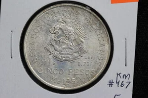 1952 Mexico Hidalgo 5 Pesos Silver KM# 467 40GR - Picture 1 of 5