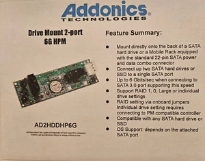 Addonics Drive Mount 2-port 6G HPM (AD2HDDHP6G) - BRAND NEW (Orig Box & Manual) - Picture 1 of 4
