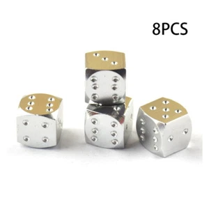 8x Silver Abs Dice Valve Stem cap 1.2cm×1.2cm for Cartruck Bike Motorcycle Atv - Picture 1 of 5