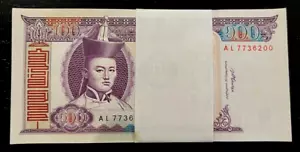 MONGOLIA 100 TUGRIK P-65 2008 X 100 Pcs Lot HORSE UNC FULL BUNDLE MONEY BANKNOTE - Picture 1 of 6