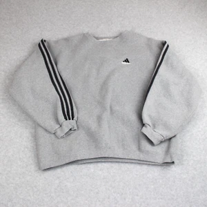 Adidas Sweatshirt Women's L Gray Pullover Crew Neck Striped Long Sleeve - Picture 1 of 7