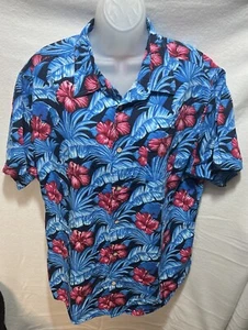 Mens Tricots St Raphael Hawaiian Bright Blue Button Up Shirt Size XL - Picture 1 of 8