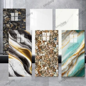 10 Packs Self-Adhesive Grey Marble PVC Cladding Wall Panels for Kitchen Bathroom - Picture 1 of 96
