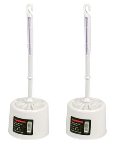 2x SupaHome WC-Bürste & Halter Reinigungsset Kunststoff offenes Design - Weiß - Bild 1 von 1