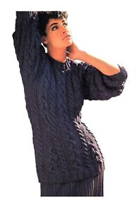 Ladies jumper & skirt knitting pattern suit. Cables, sweater, pullover, Vogue.